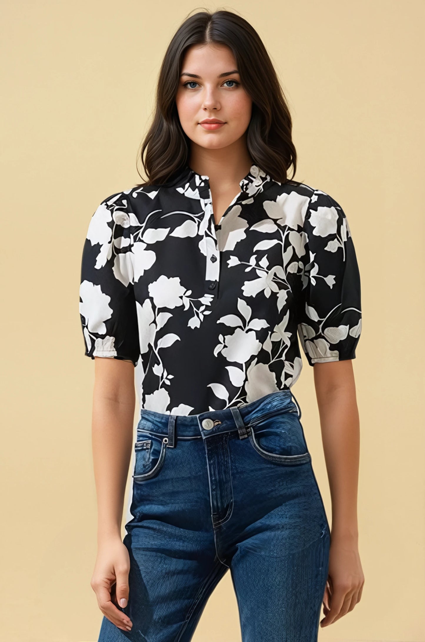 Floral Mock Neck Top