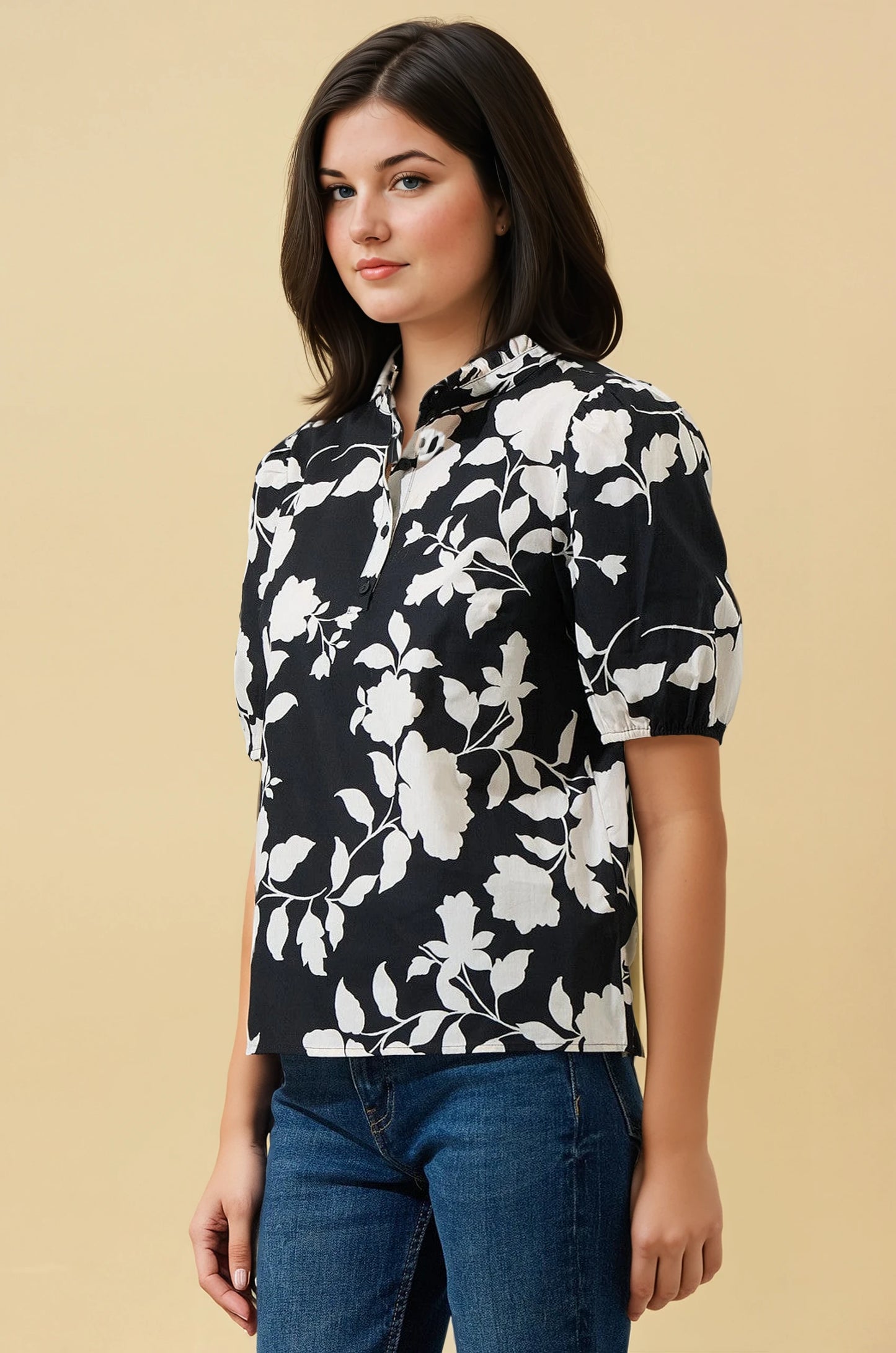 Floral Mock Neck Top